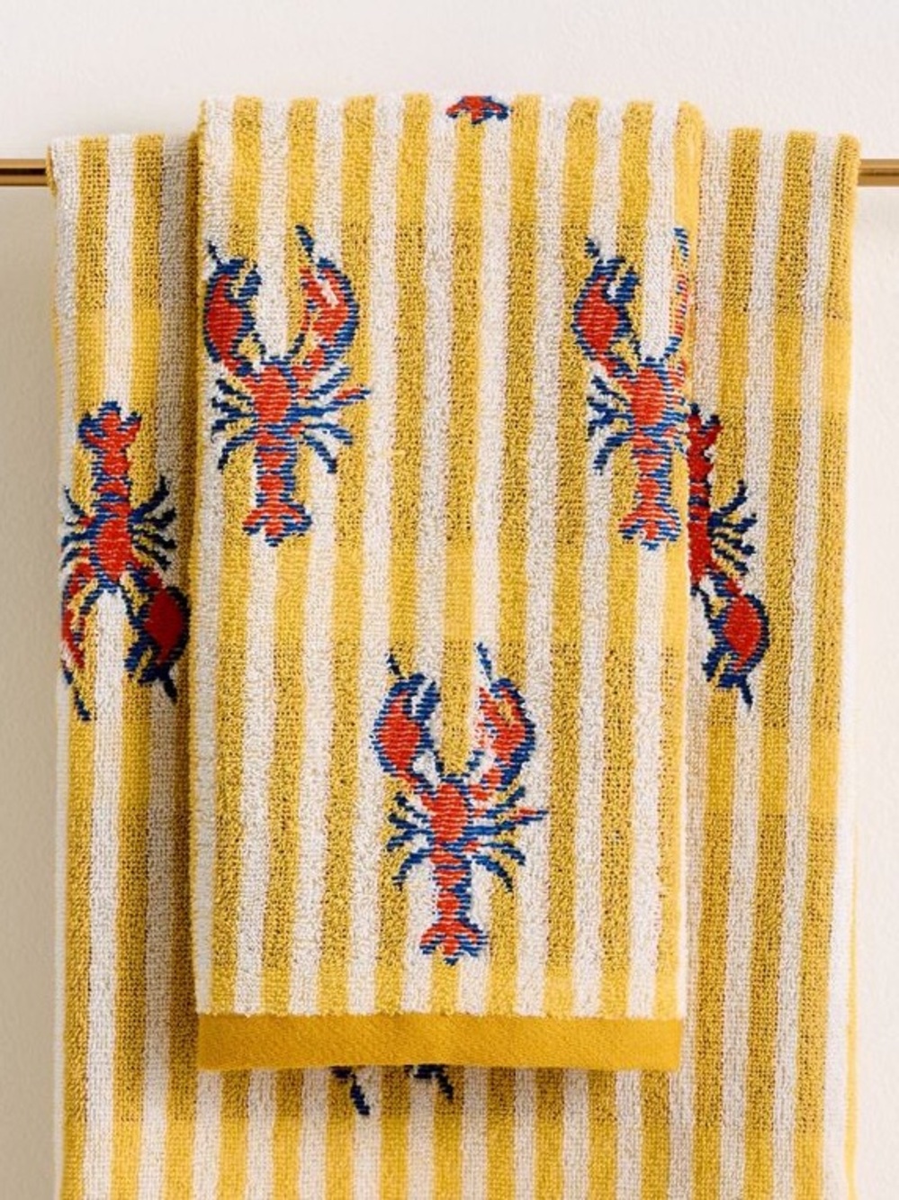 Striped Lobster Cotton Icon  Hand Towel from Anthropologie